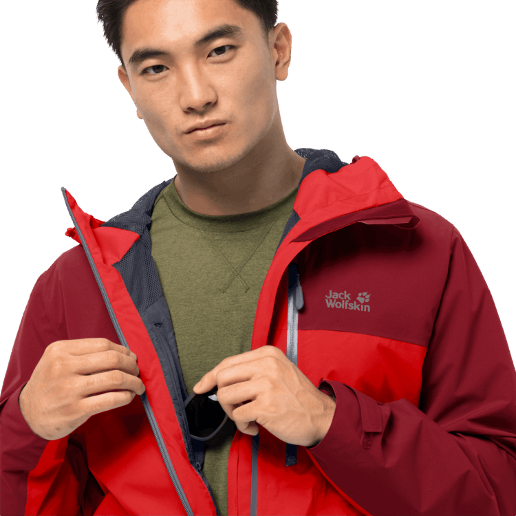 Fiery Red Brand Jack Wolfskin Men's Go Hike Jacket New