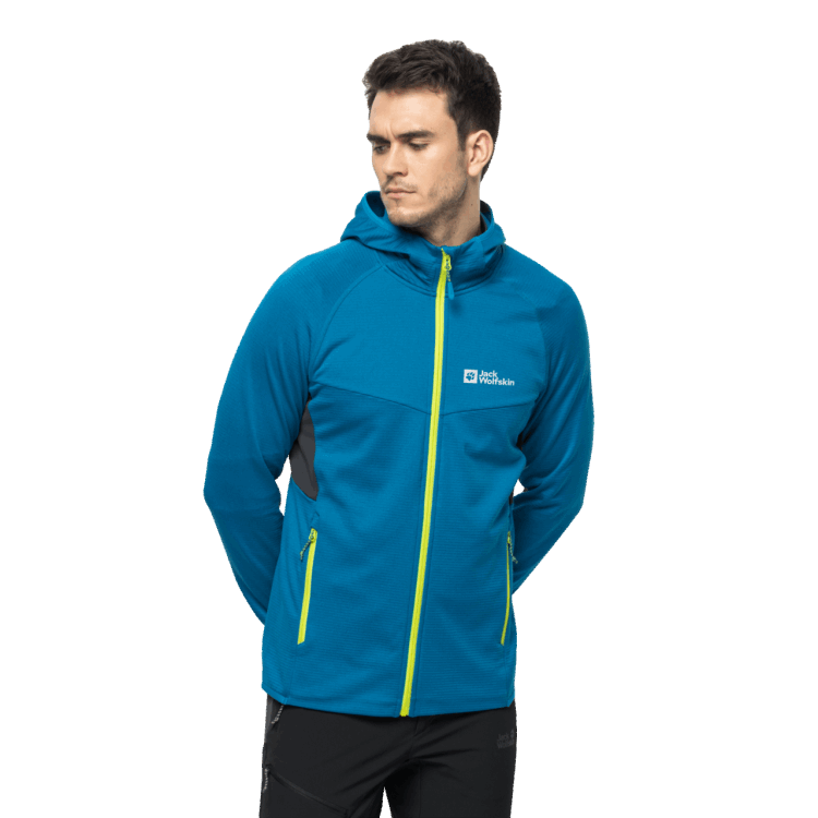 Hot Blue Pacific Brand Jack Wolfskin Men's Hydro Grid Hooded Full-Zip