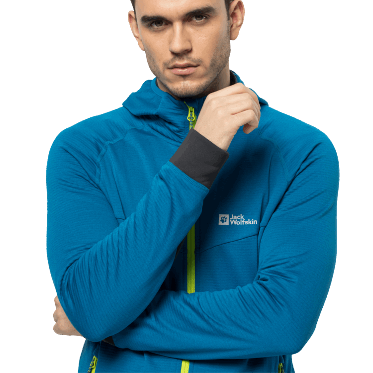 Hot Blue Pacific Brand Jack Wolfskin Men's Hydro Grid Hooded Full-Zip