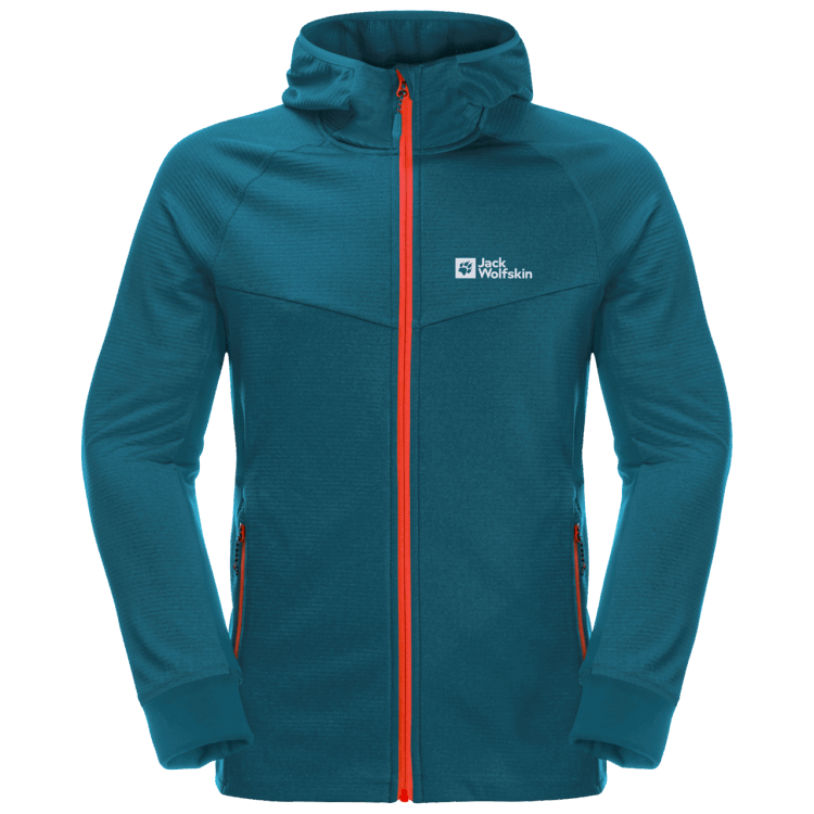 Best Blue Coral Men's Hydro Grid Hooded Full-Zip Brand Jack Wolfskin
