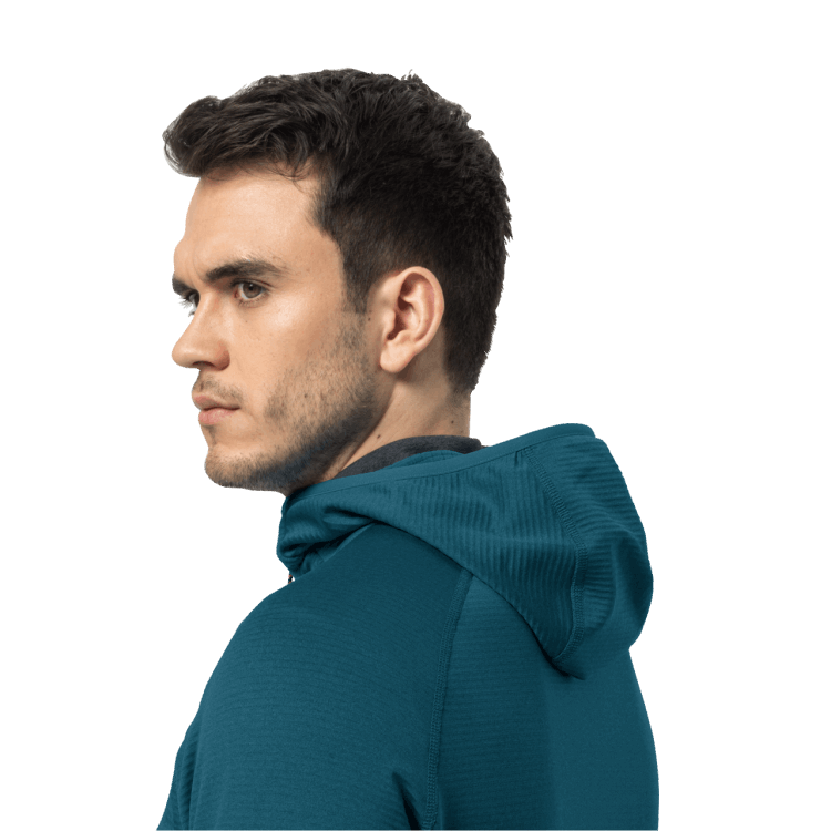 Best Blue Coral Men's Hydro Grid Hooded Full-Zip Brand Jack Wolfskin