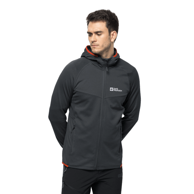 Men's Hydro Grid Hooded Full-Zip Brand Jack Wolfskin Phantom New