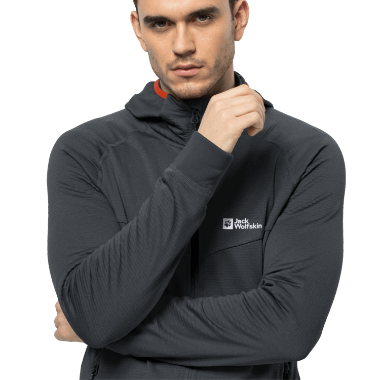 Men's Hydro Grid Hooded Full-Zip Brand Jack Wolfskin Phantom New