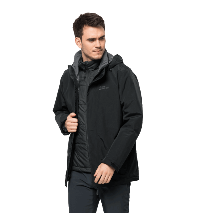 Brand Jack Wolfskin Hot Black Men's Bergland 3In1 Jacket