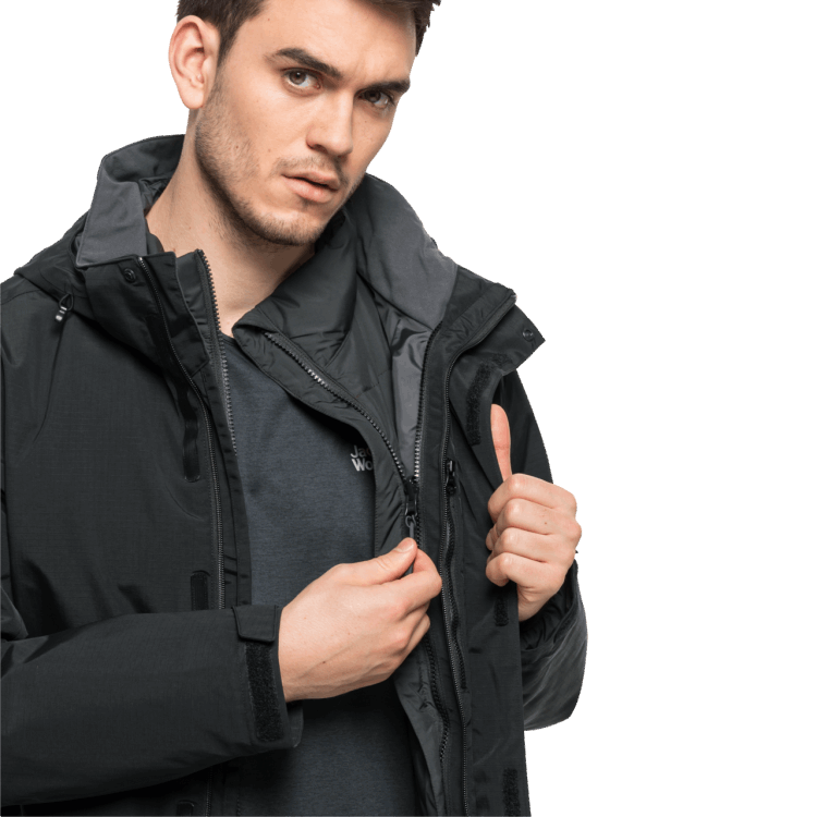 Brand Jack Wolfskin Hot Black Men's Bergland 3In1 Jacket