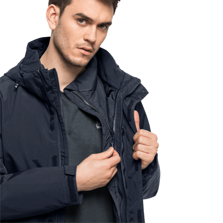 Brand Jack Wolfskin Men's Bergland 3In1 Jacket New Night Blue