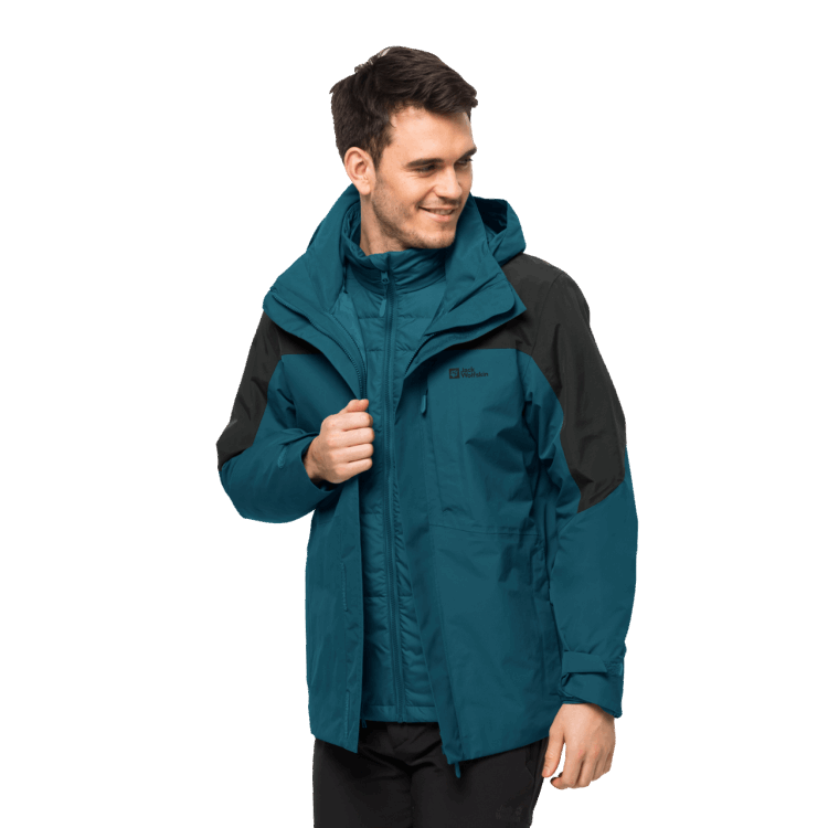 New Blue Coral Brand Jack Wolfskin Men's Romberg 3In1 Jacket