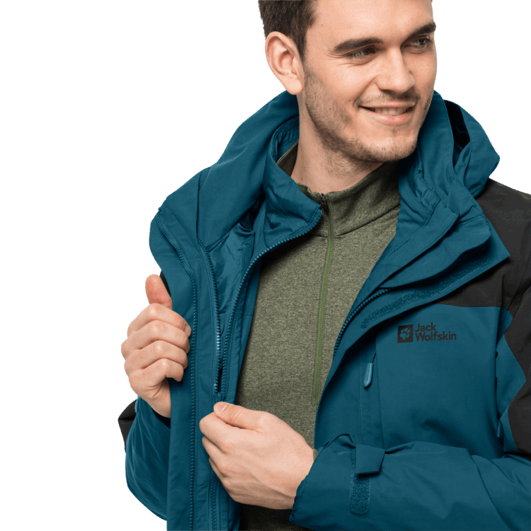 New Blue Coral Brand Jack Wolfskin Men's Romberg 3In1 Jacket