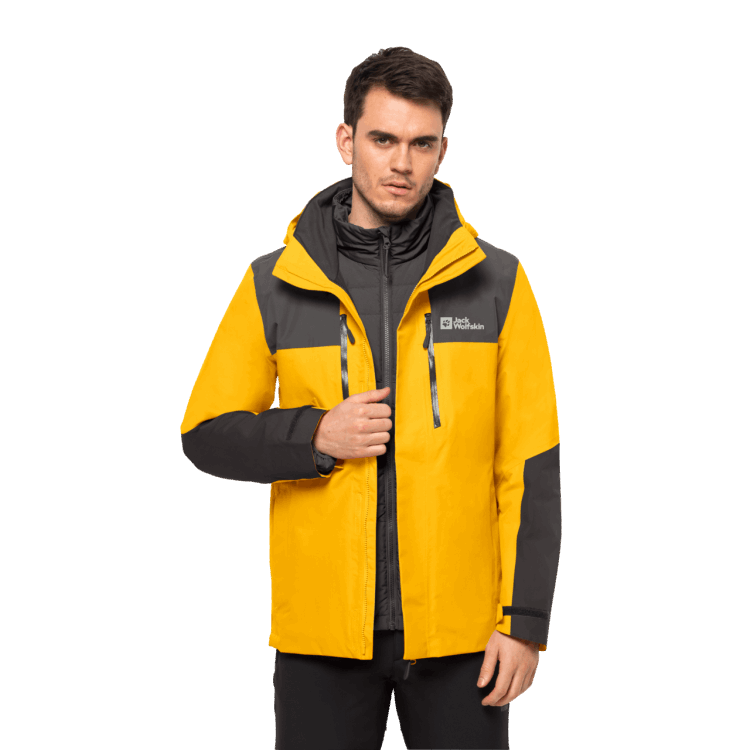 Men's Jasper 3In1 Jacket Brand Jack Wolfskin Collections Burly Yellow Xt