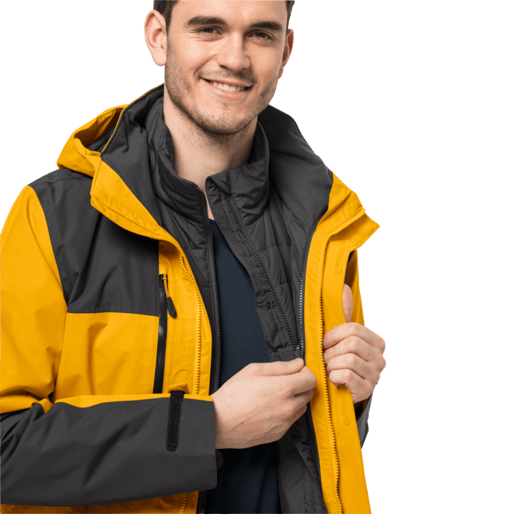 Men's Jasper 3In1 Jacket Brand Jack Wolfskin Collections Burly Yellow Xt