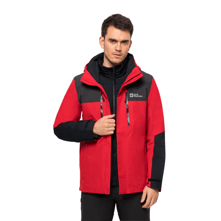 Men's Jasper 3In1 Jacket Adrenaline Red Brand Jack Wolfskin Origin