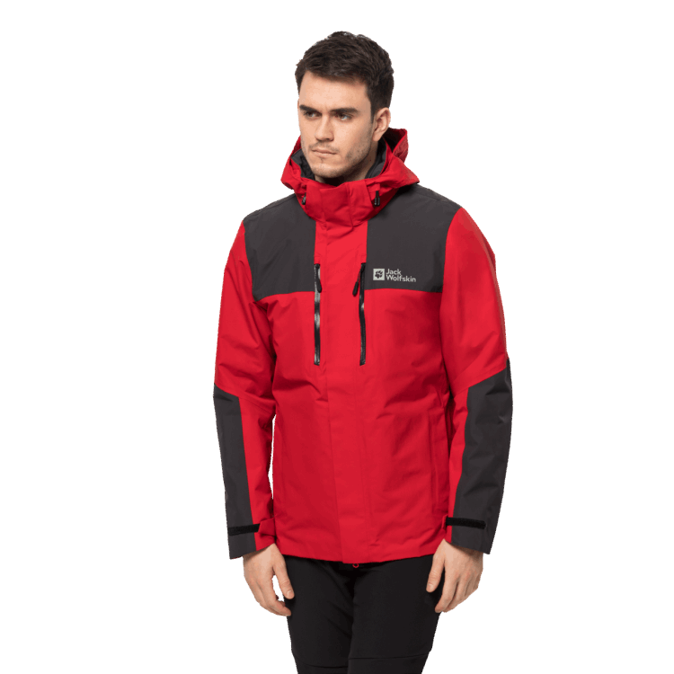 Men's Jasper 3In1 Jacket Adrenaline Red Brand Jack Wolfskin Origin