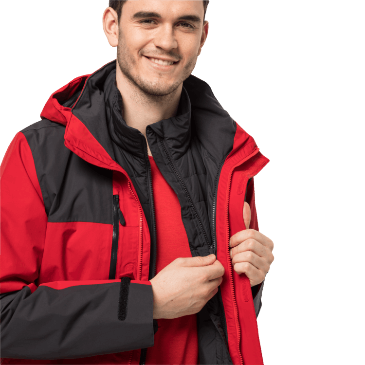Men's Jasper 3In1 Jacket Adrenaline Red Brand Jack Wolfskin Origin