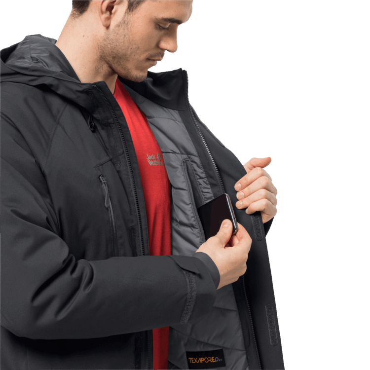 Men's Troposphere Insulated Jacket Black Origins Brand Jack Wolfskin