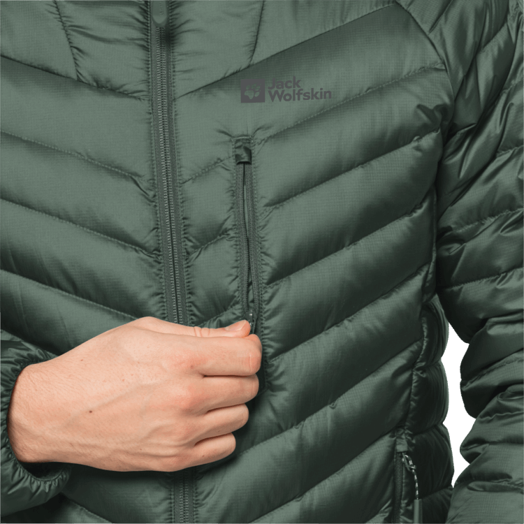 Hedge Green Men's Passamani Down Hoody Brand Jack Wolfskin