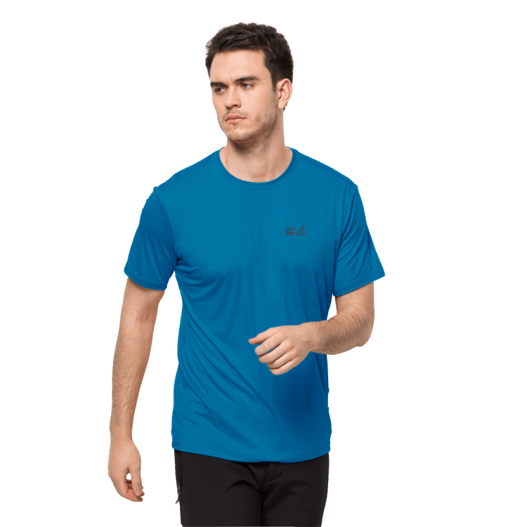 New MEN'S TECH T Brand Jack Wolfskin Blue Pacific 1362