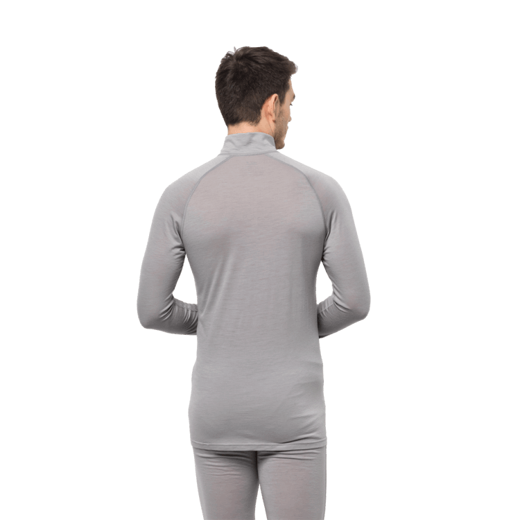 Brand Jack Wolfskin Grey Heather Fashion Men's Alpspitze Wool Long Sleeve Half-Zip