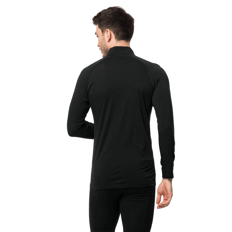 Brand Jack Wolfskin Black Men's Alpspitze Wool Long Sleeve Half-Zip Collection