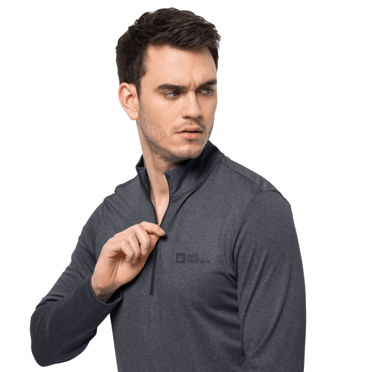 Brand Jack Wolfskin Men's Sky Thermal Half-Zip Ebony Origins