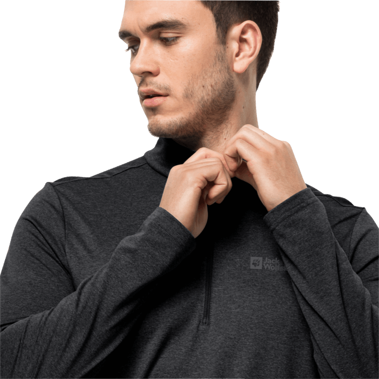 Brand Jack Wolfskin Men's Sky Thermal Half-Zip Brand Black