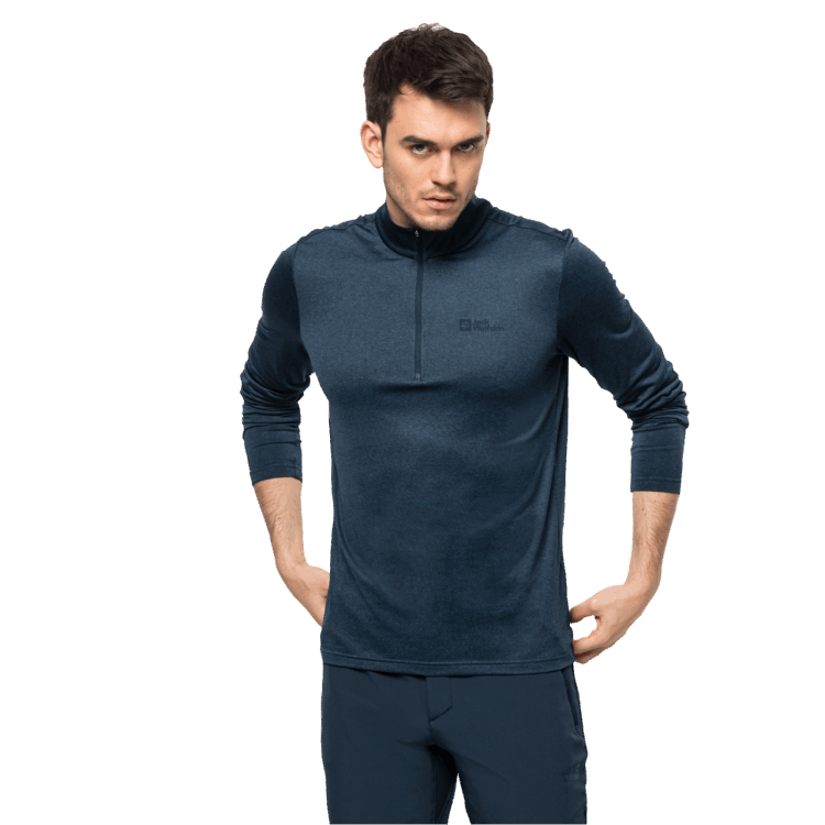 Night Blue Brand Jack Wolfskin Men's Sky Thermal Half-Zip Original