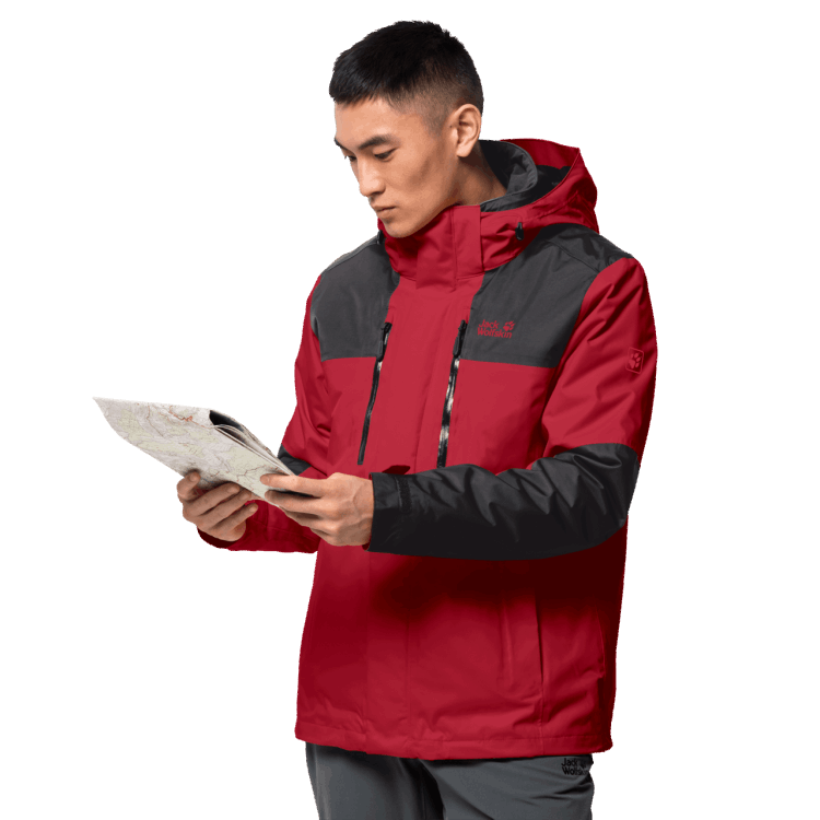 Red Lacquer Jasper 3In1 Men Collections Brand Jack Wolfskin