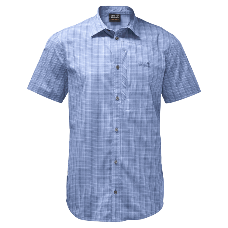 Brand Jack Wolfskin Men's Rays Stretch Vent Shirt Shirt Blue Checks New