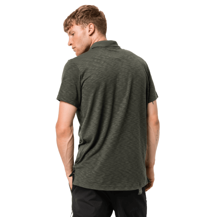 Brand Dark Moss Men's Travel Polo Brand Jack Wolfskin