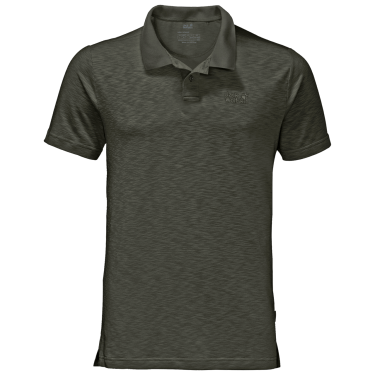 Brand Dark Moss Men's Travel Polo Brand Jack Wolfskin