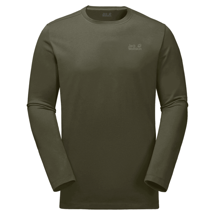 Men's Essential Longsleeve Bonsai Green Best Brand Jack Wolfskin