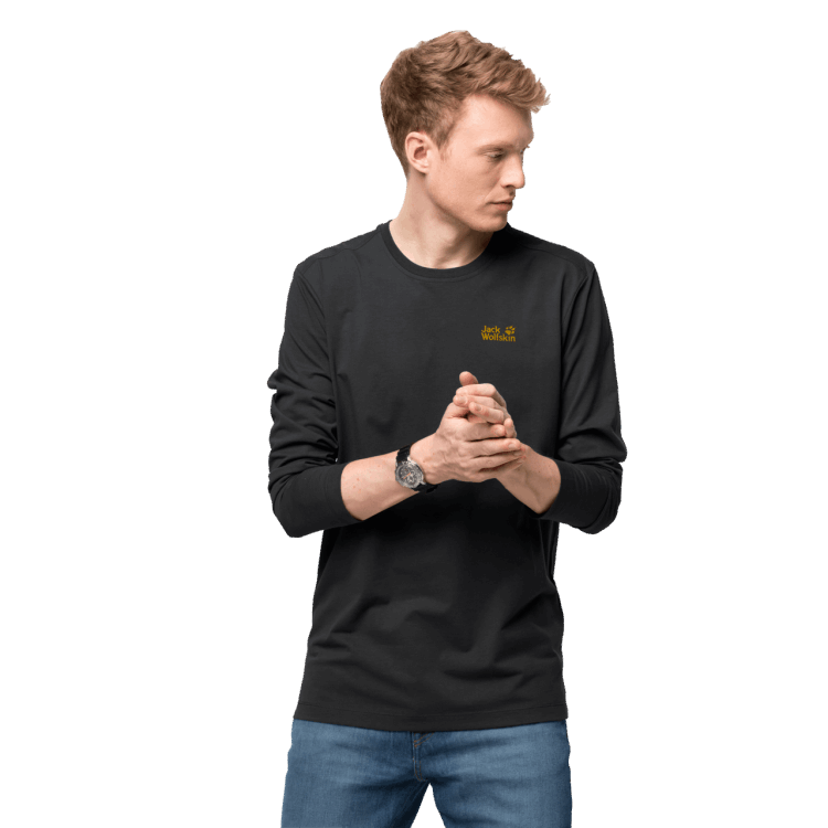 Men's Essential Longsleeve New Brand Jack Wolfskin Black