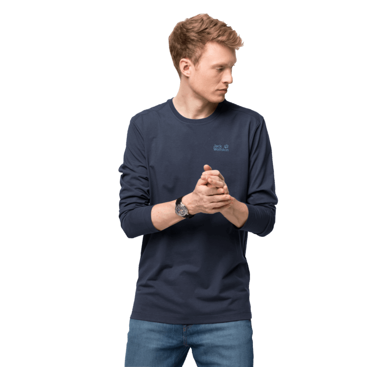 Men's Essential Longsleeve Fashion Night Blue Brand Jack Wolfskin