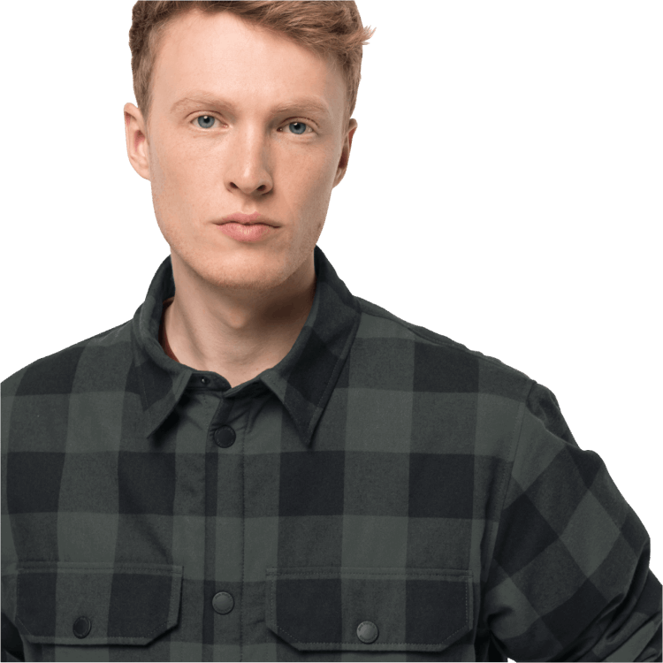 Brand Jack Wolfskin Bonsai Green Checks Men's Whiteville Shirt
