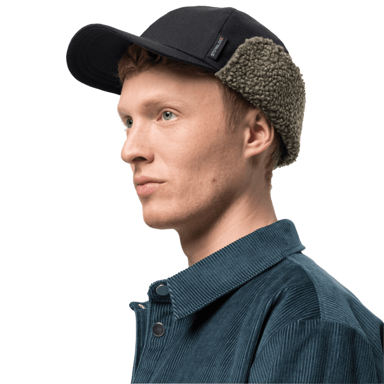 Black Men's Fierce Wind Cap Origin Brand Jack Wolfskin