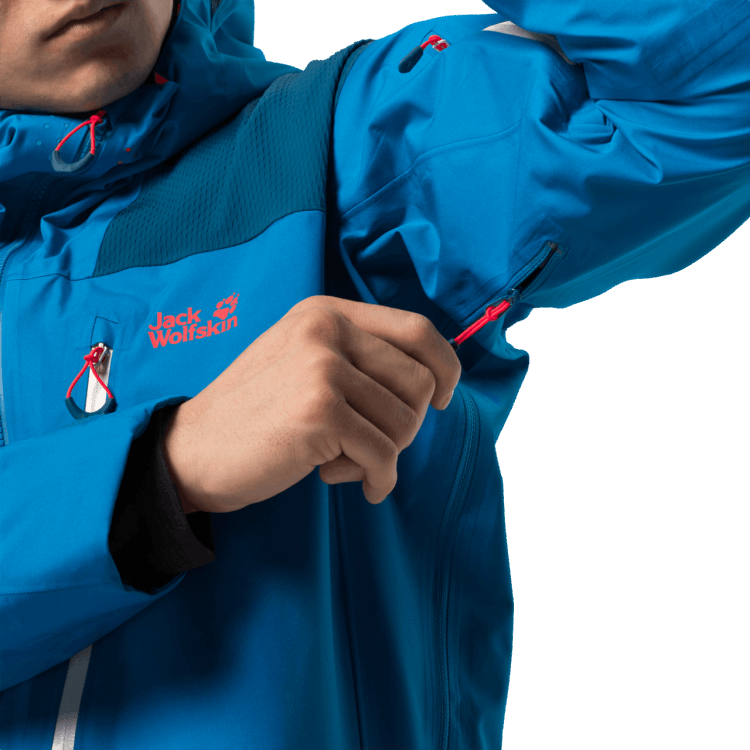 Men's Solitude Mountain Jacket Blue Pacific Collection Brand Jack Wolfskin