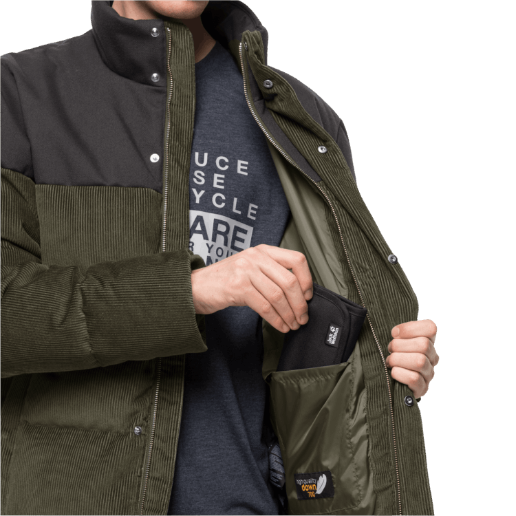 Bonsai Green Men's Nature Corduroy Jacket Origins Brand Jack Wolfskin