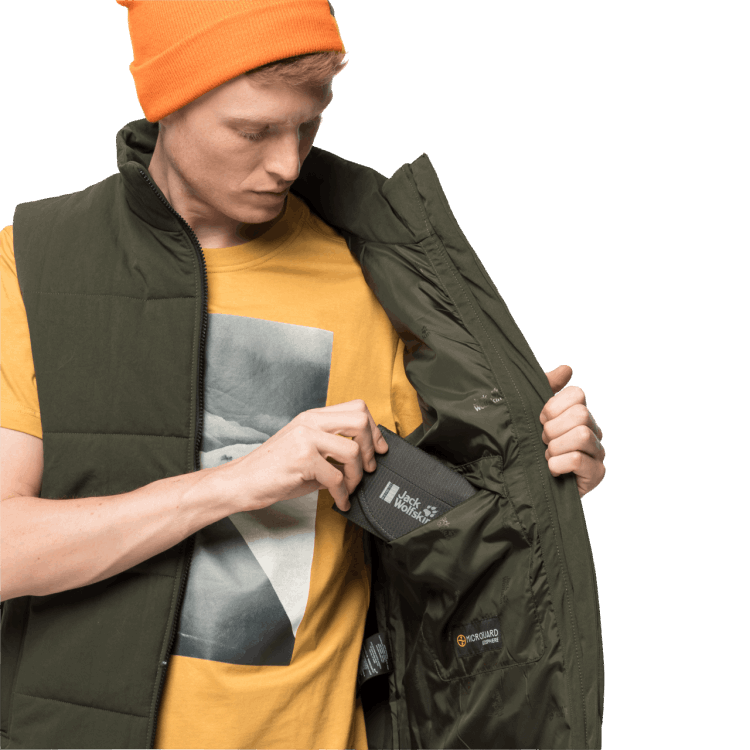 Brand Men's White Frost Vest Brand Jack Wolfskin Bonsai Green