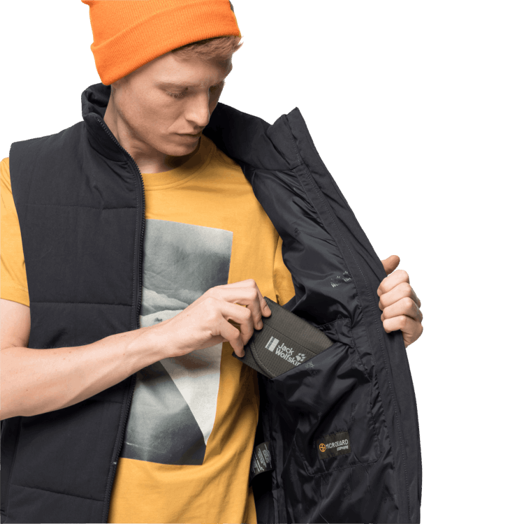 Brands Men's White Frost Vest Black Brand Jack Wolfskin