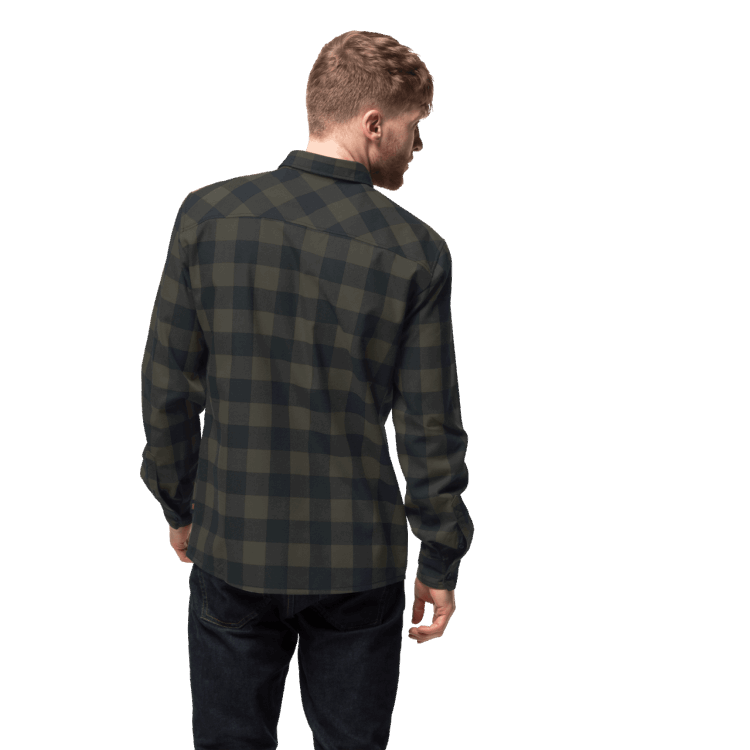 Brand Jack Wolfskin Red River Shirt Collections Bonsai Green Checks