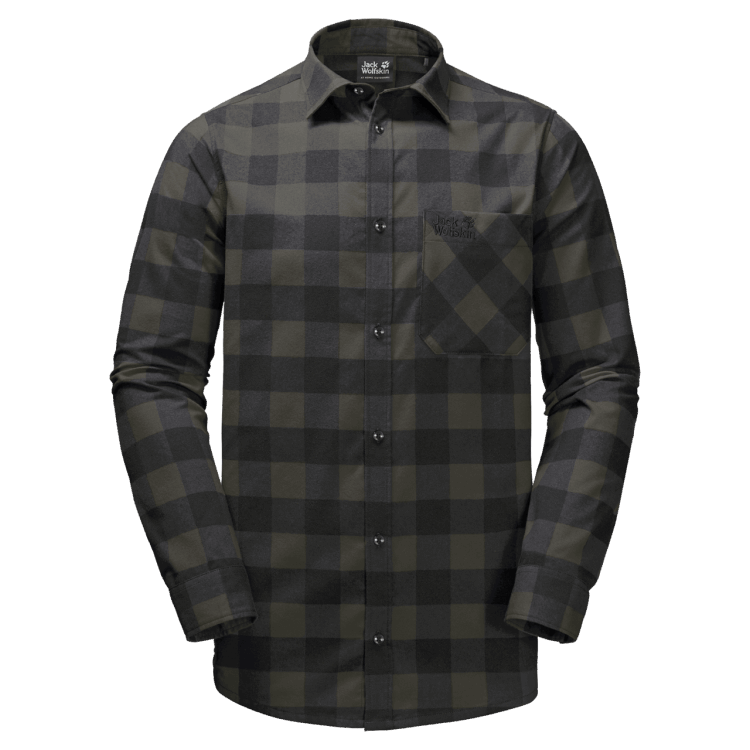 Brand Jack Wolfskin Red River Shirt Collections Bonsai Green Checks