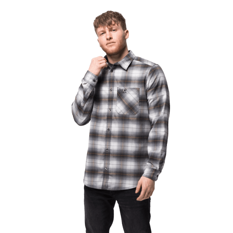 Pebble Grey Checks Brand Brand Jack Wolfskin Light Valley Shirt