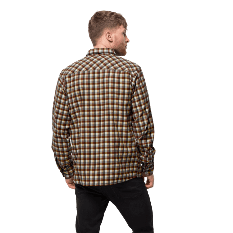 Golden Amber Checks Brands Men's River Town Shirt Brand Jack Wolfskin