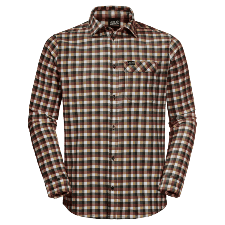 Golden Amber Checks Brands Men's River Town Shirt Brand Jack Wolfskin