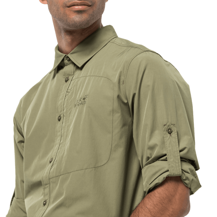 Khaki Men's Lakeside Roll-Up Shirt Hot Brand Jack Wolfskin