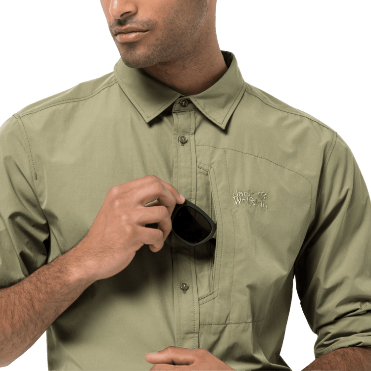 Khaki Men's Lakeside Roll-Up Shirt Hot Brand Jack Wolfskin