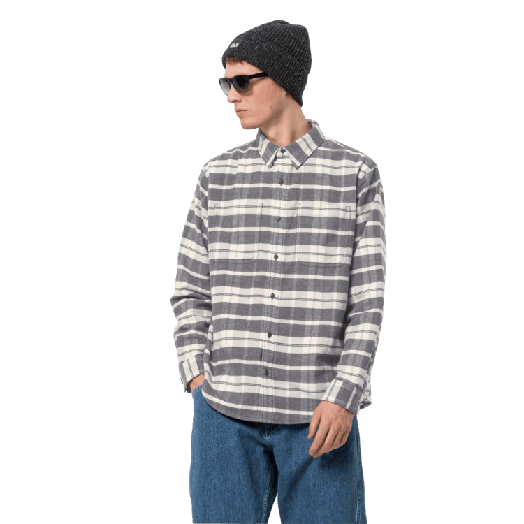 Best Men's Nature Time Shirt Brand Jack Wolfskin Phantom Checks