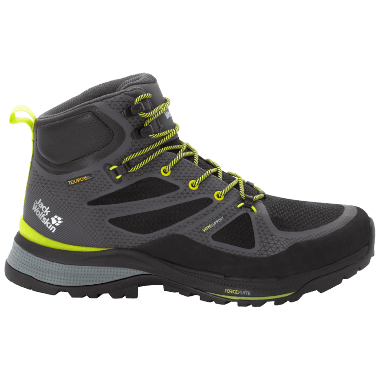 Hot Dark Grey-Lime Brand Jack Wolfskin Men's Force Striker Texapore Mid