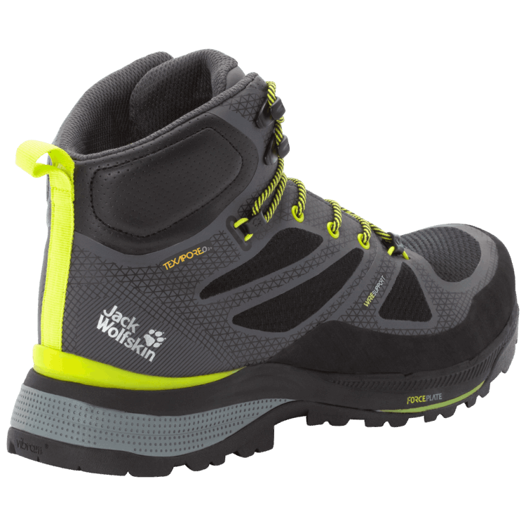 Hot Dark Grey-Lime Brand Jack Wolfskin Men's Force Striker Texapore Mid