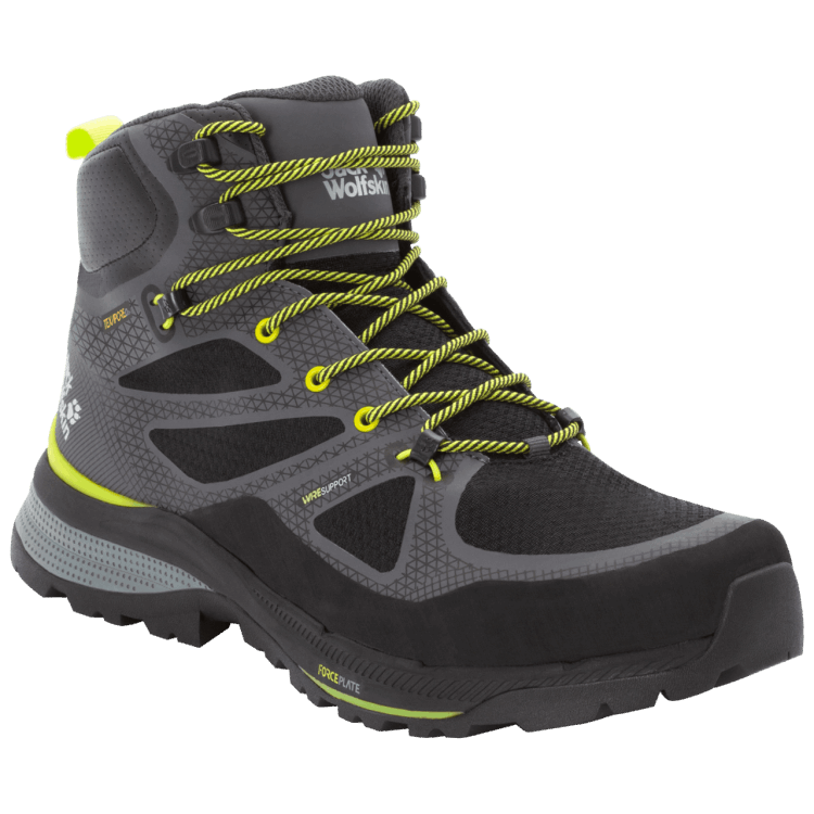 Hot Dark Grey-Lime Brand Jack Wolfskin Men's Force Striker Texapore Mid