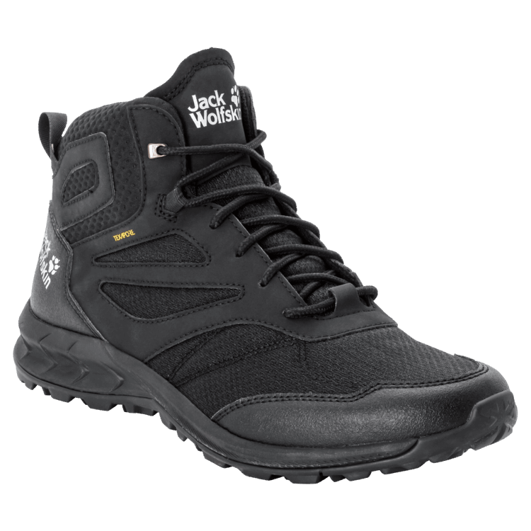 Men's Woodland Texapore Mid Black Collections Brand Jack Wolfskin